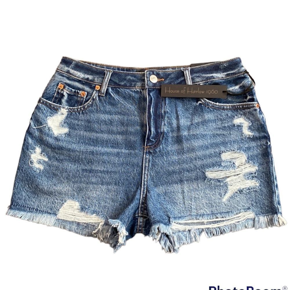New House of Harlow 1960 Distressed Super High Rise Short Size 27